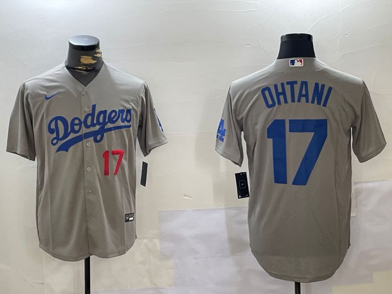 Men Los Angeles Dodgers #17 Ohtani Grey Game 2024 Nike MLB Jersey style 11206->los angeles dodgers->MLB Jersey